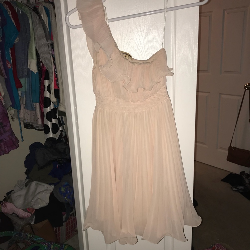 One shoulder,  pink cocktail dress